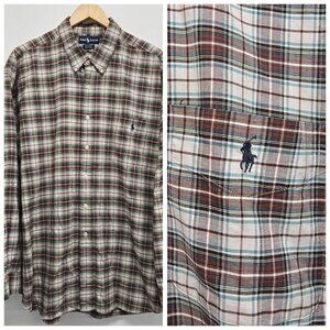 Polo Ralph Lauren Plaid Button Up Big Shirt Long Sleeve Shirt XXL Plaid EUC